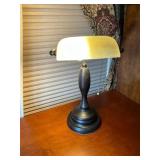 Brass Bankerï¿½s Lamp With Frosted Glass Shade