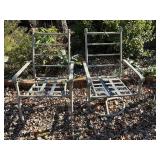 Set of Two Metal Patio Chairs, One Rocking Base