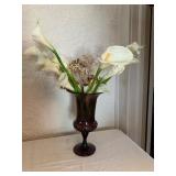 Tall Glass Vase with Faux Calla Lilies Arrangement