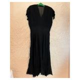 Black Short-Sleeve Chiffon Dress