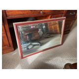 Rectangular Wall Mirror with Red Frame
