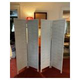 Four-Panel White Wooden Folding Screen