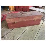 Wooden Tool Box With Metal Handle and Contents