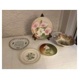 Set of Hand-Painted Decorative Porcelain Plates an