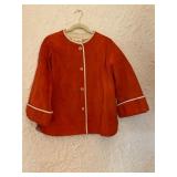 Betty Bone Red Suede Jacket With White Trim