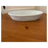 White Oval Ceramic Serving Dish with Relief Floral
