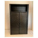 Black Wicker Storage Cabinet with Shelves