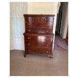 Two-Piece Mahogany Chest of Drawers with Turned Kn