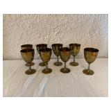 Set of Eight Brass Goblets with Pedestal Base