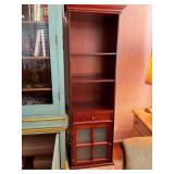 Wooden Bookshelf with Drawer and Glass-Panel Door