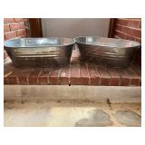 Pair of Oval Galvanized Metal Tubs