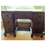 Mahogany Kneehole Desk with Six Drawers