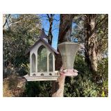 Wood Birdhouse and Plastic Bird Feeder Set