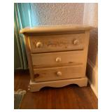 Two-Drawer Wooden Chest with Floral Detail