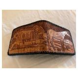 Hand-Tooled Leather Wallet with Western Motif