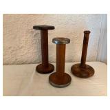 Set of Three Vintage Wooden Textile Spools