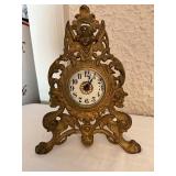 Ornate Brass Mantel Clock with Rococo Style Design