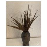 VASE WITH PHEASENT TAIL FEATHERS