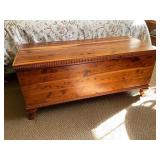 Wooden Blanket Chest with Carved Trim and Bun Feet