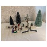 Department 56 Village Scene with Figures, Trees, a