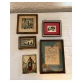 Collection of Five Framed Decorative Prints and Po