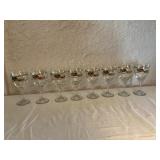 Set of 7 Glass Wine Goblets with Etched Rustic Lan