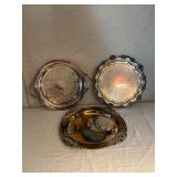 Set Of Three Silver-Plated Serving Trays