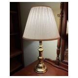 Polished Brass Table Lamp with Pleated Fabric Shad