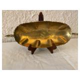 Ornate Brass Serving Tray with Handles and Feet