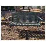 Metal Outdoor Bench With Slatted Design