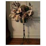 Roseville Pottery Planter with Metal Stand and Fau