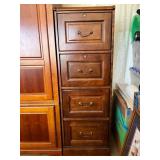 Four-Drawer Wooden Filing Cabinet with Brass Hardw