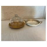 RS Prussia Porcelain Dish and Myrtlewood Cheese Do