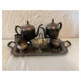 Silver-Plated Tea and Coffee Set with Tray