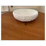 White Ceramic Bowl With Raised Floral Design