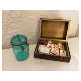 Ball Mason Jar & Wooden Box with Matchbooks