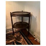 Two-Tier Mahogany Table with Casters and Removable