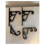Set of Four Black Metal Wall Shelf Brackets with S