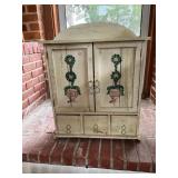 Decorative Wooden Cabinet with Painted Topiary Des