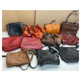 Collection of 12 Assorted Leather Handbags and Cro