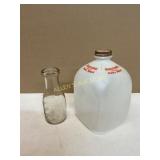 Two Vintage Dairy Milk Bottles, Glass and Plastic