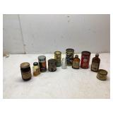 VINTAGE ASSORTED METAL CANS AND BOTTLES