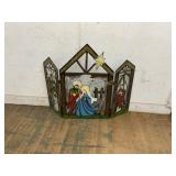 Stained Glass Nativity Scene Panel