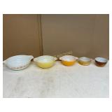 Set Of 5 Pyrex Mixing And Casserole Bowls