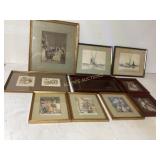 10 EARLY FRAMED AND MATTED PRINTS