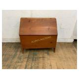 Handcrafted Wood Storage Bin with Hinged Slant-Top