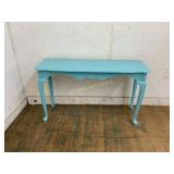 Scalloped Edge Console Table with Blue Painted Fin