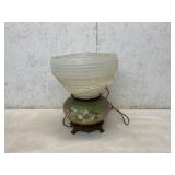 Electric Oil Lamp with Frosted Glass Shade and Flo