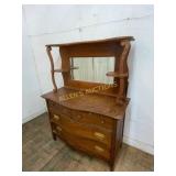 Oak Dresser with Mirror and Upper Shelves