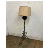 Wrought Iron Floor Lamp with Scrollwork Base and S